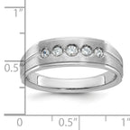 14k White Gold Men's Polished Satin and Grooved 5-Stone Ring Mounting, Mounting Only - Sophia Jewelers