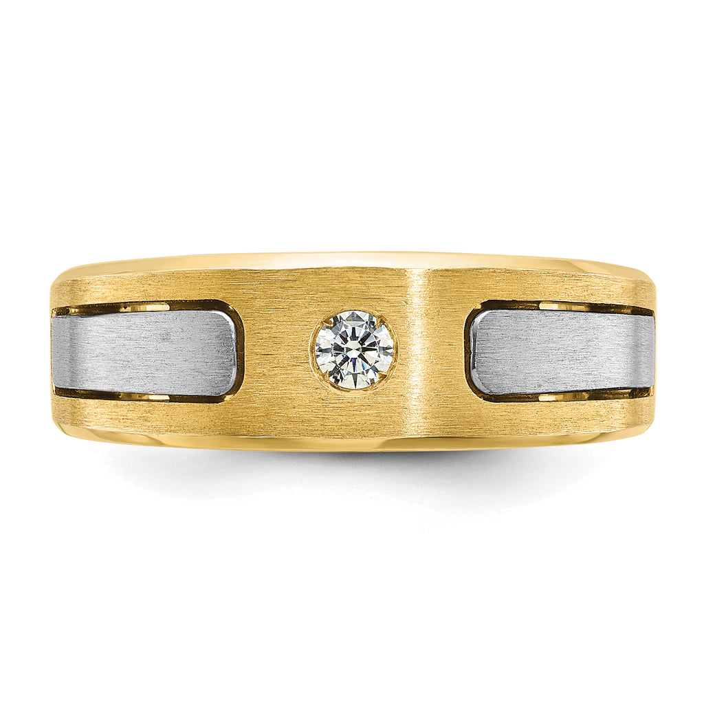 14k Two-tone Mens Polished and Satin Diamond Ring Mounting, Mounting Only - Sophia Jewelers