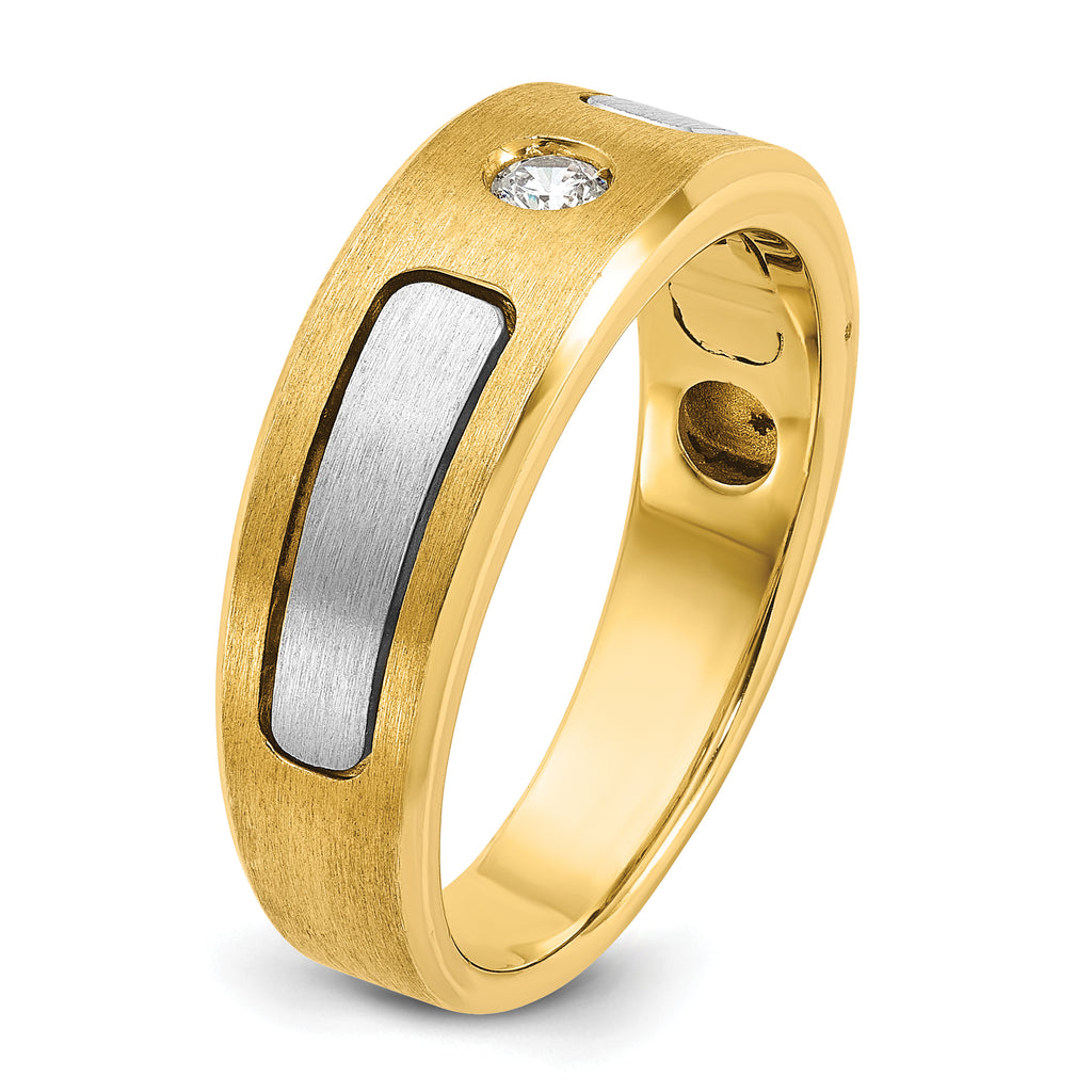 14k Two-tone Mens Polished and Satin Diamond Ring Mounting, Mounting Only - Sophia Jewelers