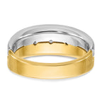 14k Two-tone Mens Polished and Satin 1/4 carat Diamond 3-Stone Complete Ring - Sophia Jewelers