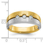 14k Two-tone Mens Polished and Satin 3-Stone Diamond Ring Mounting, Mounting Only - Sophia Jewelers