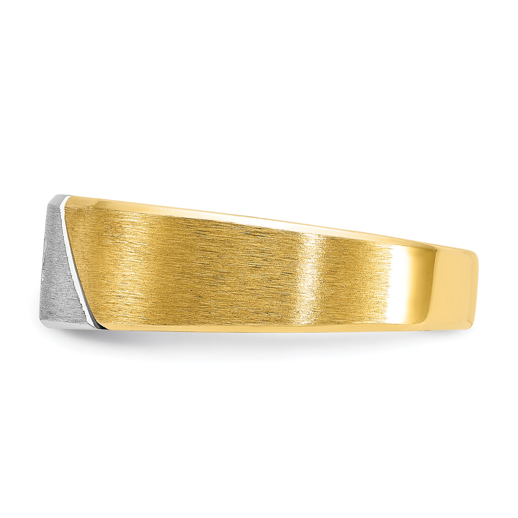 14k Two-tone Mens Polished and Satin 1/20 carat Diamond Complete Ring - Sophia Jewelers