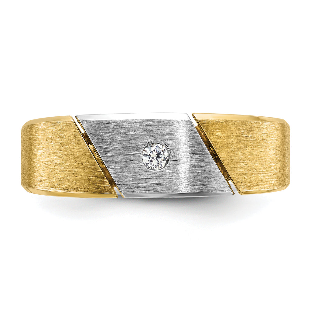 14k Two-tone Mens Polished and Satin Diamond Ring Mounting, Mounting Only - Sophia Jewelers