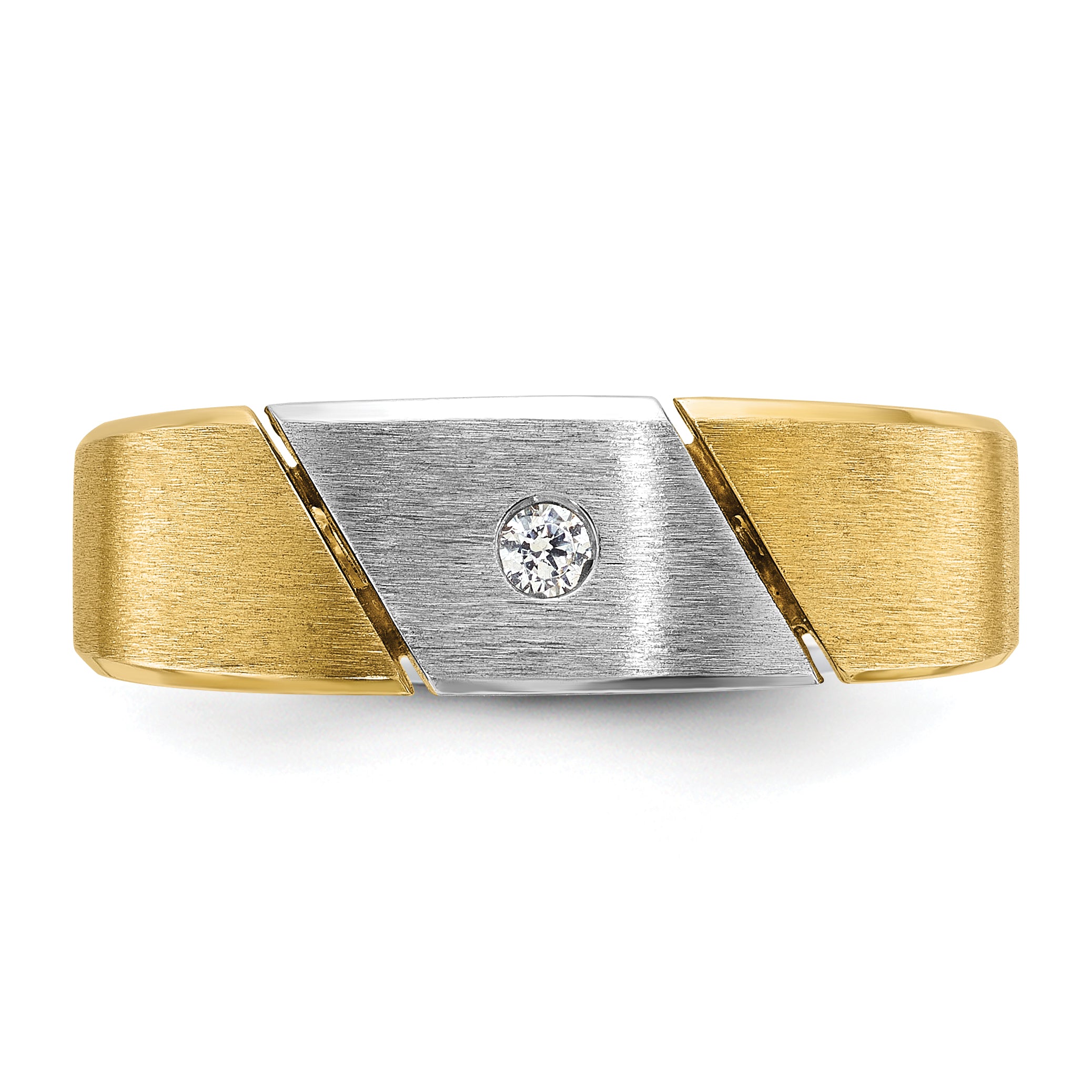 14k Two-tone Mens Polished and Satin Diamond Ring Mounting, Mounting Only - Sophia Jewelers