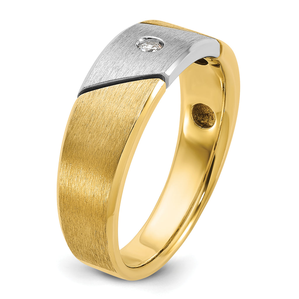 14k Two-tone Mens Polished and Satin Diamond Ring Mounting, Mounting Only - Sophia Jewelers