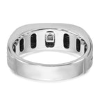 14k White Gold Mens Polished and Satin 1/6 carat Diamond Complete Ring - Sophia Jewelers