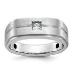 14k White Gold Mens Polished and Satin 1/6 carat Diamond Complete Ring - Sophia Jewelers