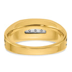 14k Two-tone Men's Polished Satin and Grooved 5-Stone Ring Mounting, Mounting Only - Sophia Jewelers