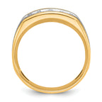 10k Two-tone with Black Rhodium Men's Polished Satin and Grooved 5-Stone 1/2 Carat A Quality Diamond Ring