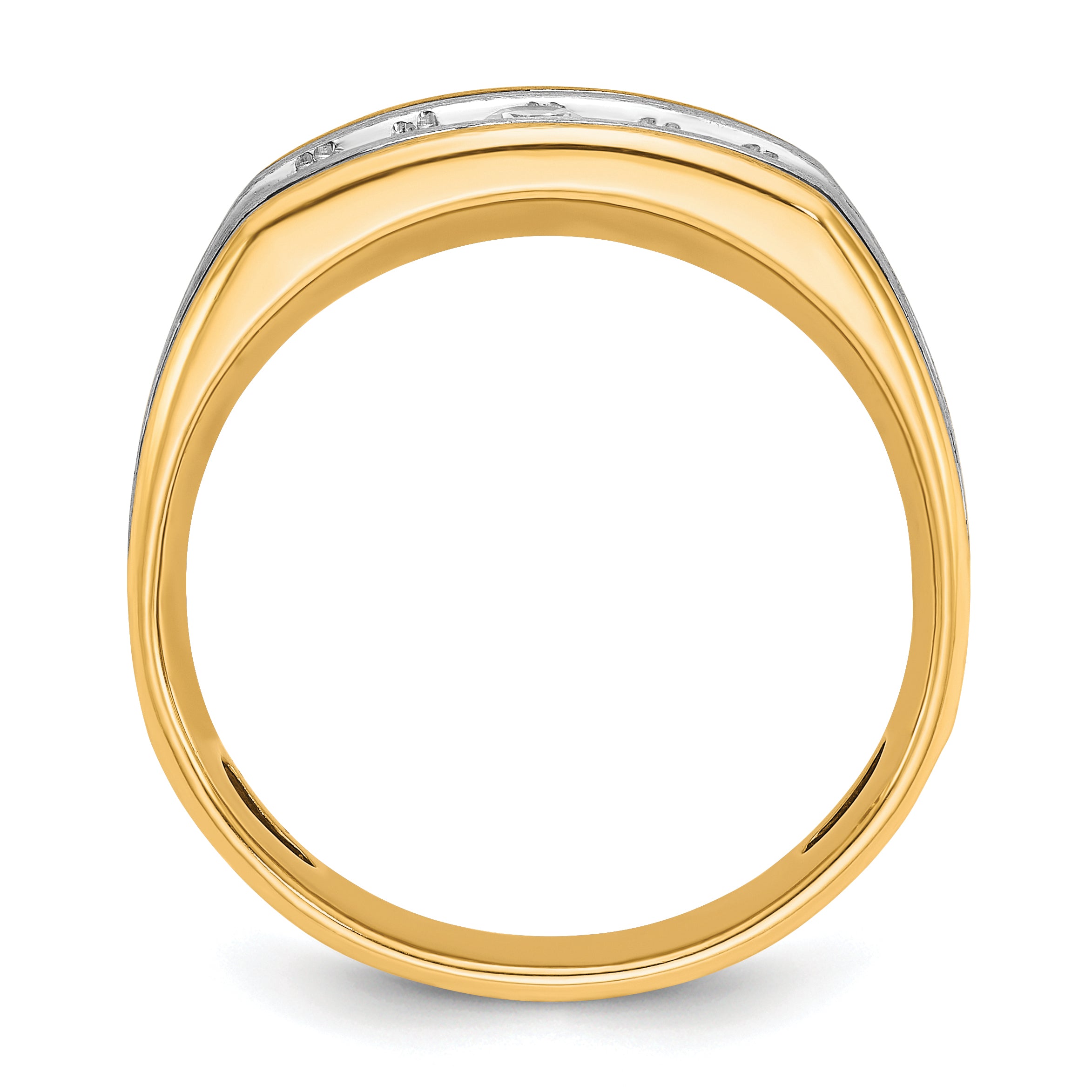 10k Two-tone with Black Rhodium Men's Polished Satin and Grooved 5-Stone 1/2 Carat A Quality Diamond Ring