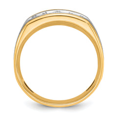 10k Two-tone with Black Rhodium Men's Polished Satin and Grooved 5-Stone 1/2 Carat A Quality Diamond Ring