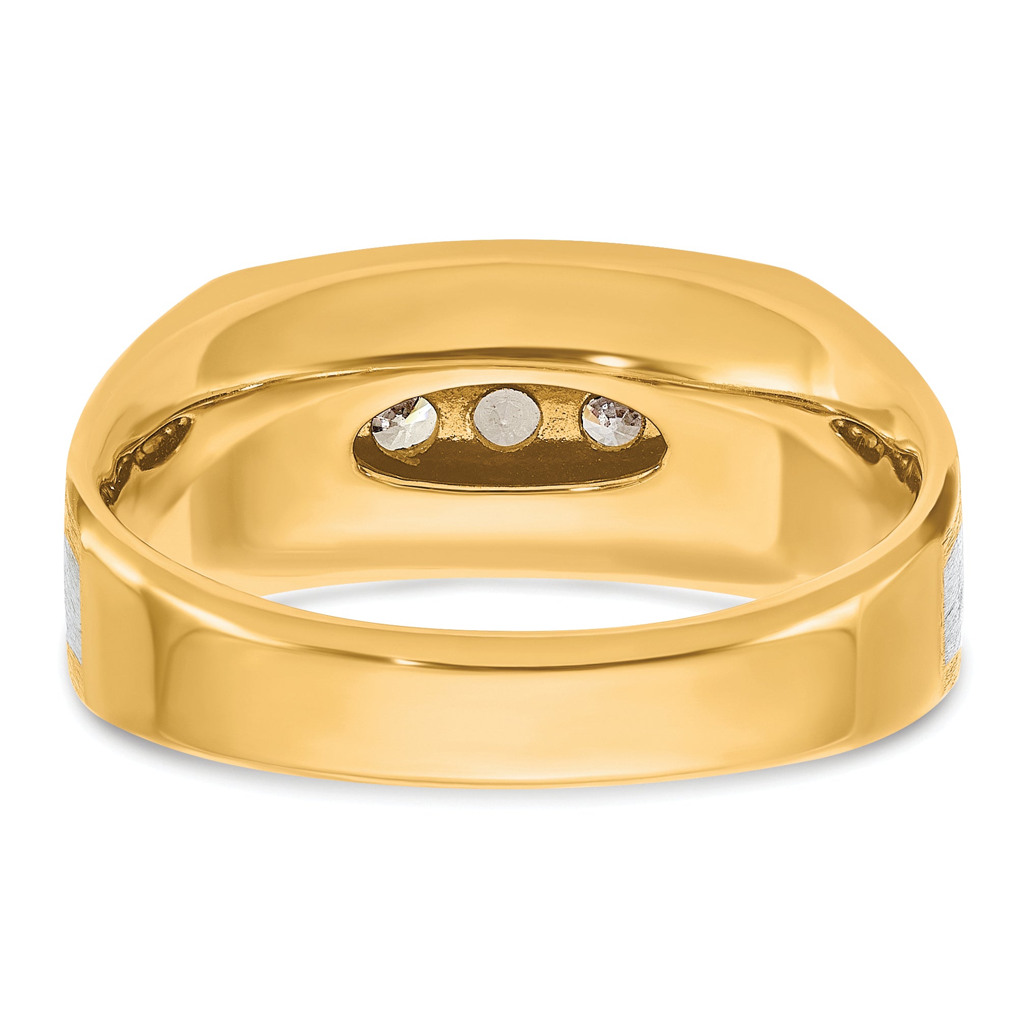 10k Two-tone with Black Rhodium Men's Polished Satin and Grooved 5-Stone 1/2 Carat A Quality Diamond Ring