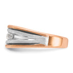 14k White and Rose Gold Men's Polished Satin and Grooved 5-Stone Ring Mounting, Mounting Only - Sophia Jewelers