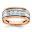 14k White and Rose Gold Men's Polished Satin and Grooved 5-Stone Ring Mounting, Mounting Only - Sophia Jewelers