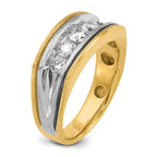 14k Two-tone with Black Rhodium Men's Polished Satin and Grooved 5-Stone 1 Carat AA Quality Diamond - Sophia Jewelers