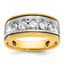 14k Two-tone Men's Polished Satin and Grooved 5-Stone Ring Mounting, Mounting Only - Sophia Jewelers