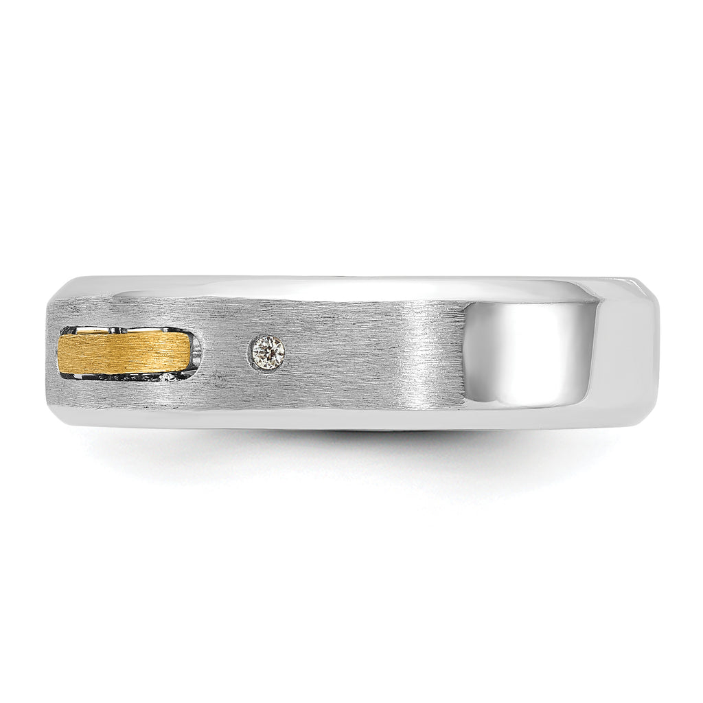 14k Two-tone Mens Polished and Satin Diamond Complete Ring - Sophia Jewelers