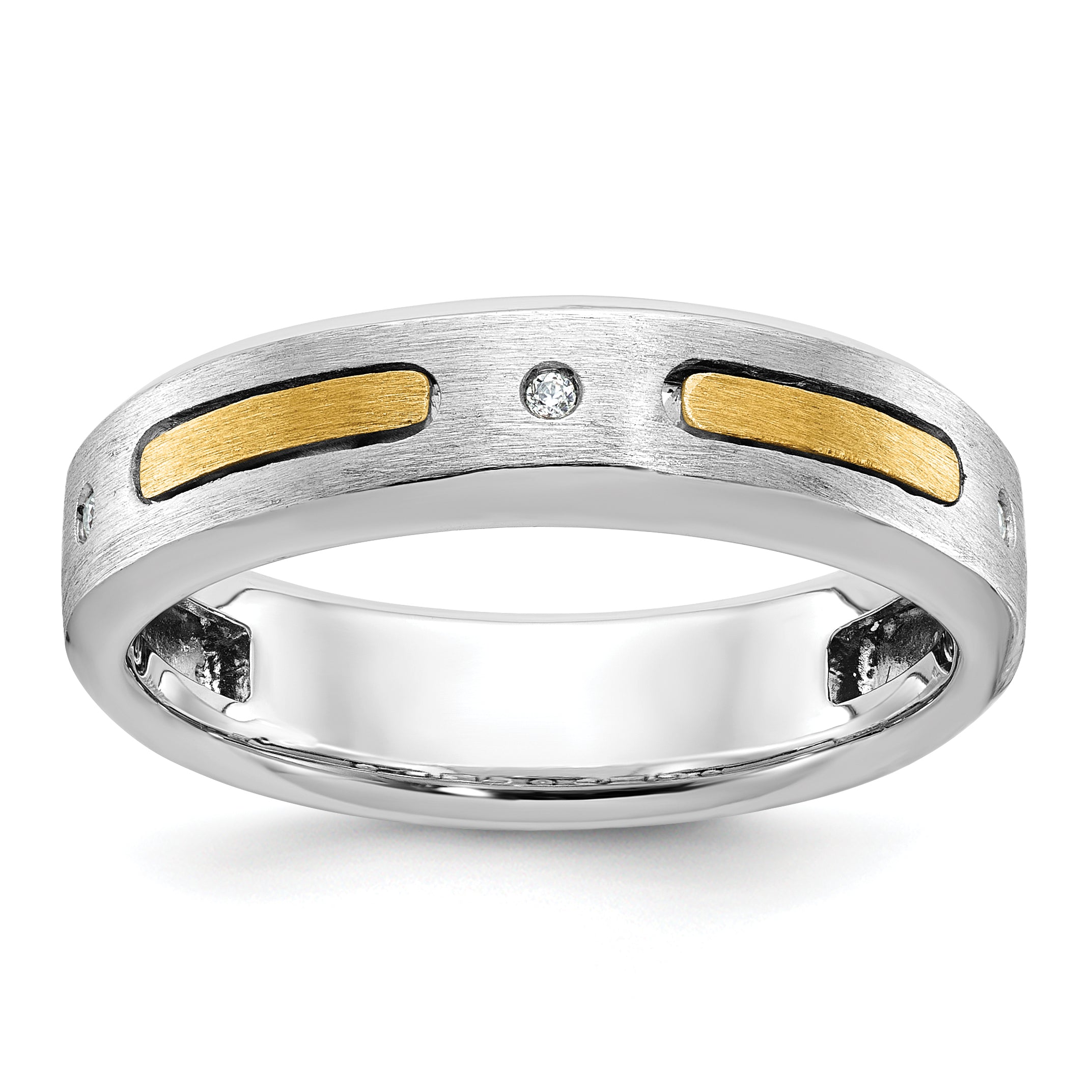 14k Two-tone Mens Polished and Satin Diamond Complete Ring - Sophia Jewelers Main image