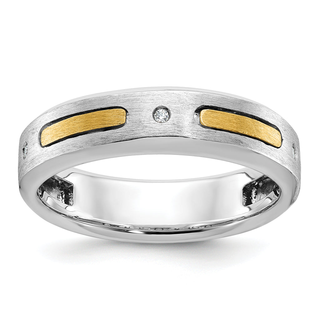 14k Two-tone Mens Polished and Satin Diamond Complete Ring - Sophia Jewelers