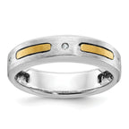 14k Two-tone Mens Polished and Satin Diamond Complete Ring - Sophia Jewelers