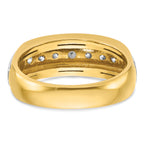 14k Two-tone Men's Polished Satin and Grooved 7-Stone Ring Mounting, Mounting Only - Sophia Jewelers