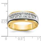14k Two-tone Men's Polished Satin and Grooved 7-Stone 3/4 Carat AA Quality Diamond Ring - Sophia Jewelers