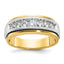 14k Two-tone Men's Polished Satin and Grooved 7-Stone Ring Mounting, Mounting Only - Sophia Jewelers