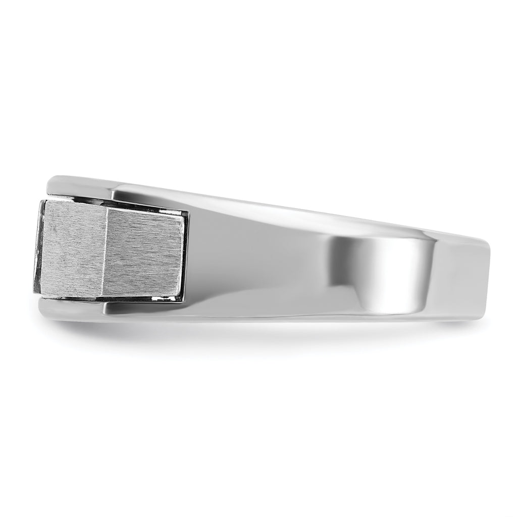 14k White Gold Men's Polished and Satin Ring Mounting, Mounting Only - Sophia Jewelers