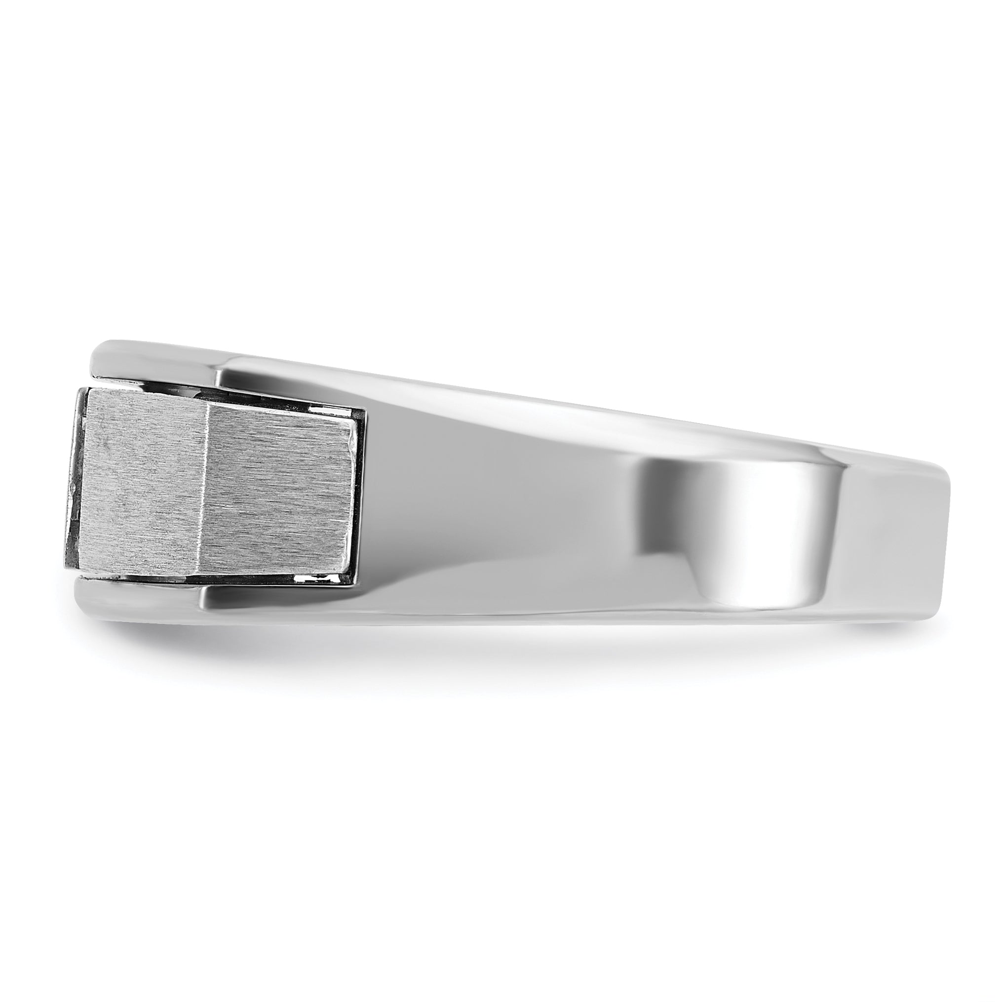 14k White Gold Men's Polished and Satin Ring Mounting, Mounting Only - Sophia Jewelers