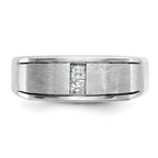 14k White Gold Men's Polished Antiqued and Satin 1/10 Carat AA Quality Diamond Ring - Sophia Jewelers