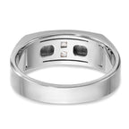 14k White Gold Men's Polished Antiqued and Satin 1/10 Carat AA Quality Diamond Ring - Sophia Jewelers