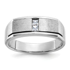 14k White Gold Men's Polished and Satin Ring Mounting, Mounting Only - Sophia Jewelers
