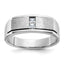 14k White Gold Men's Polished Antiqued and Satin 1/10 Carat AA Quality Diamond Ring - Sophia Jewelers