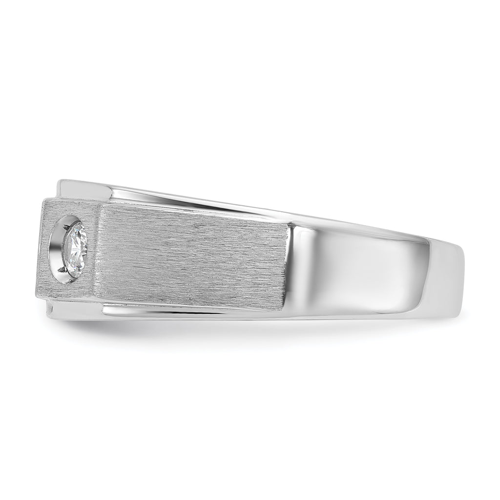 14k White Gold Mens Polished and Satin 3/8 carat Diamond Complete Ring - Sophia Jewelers