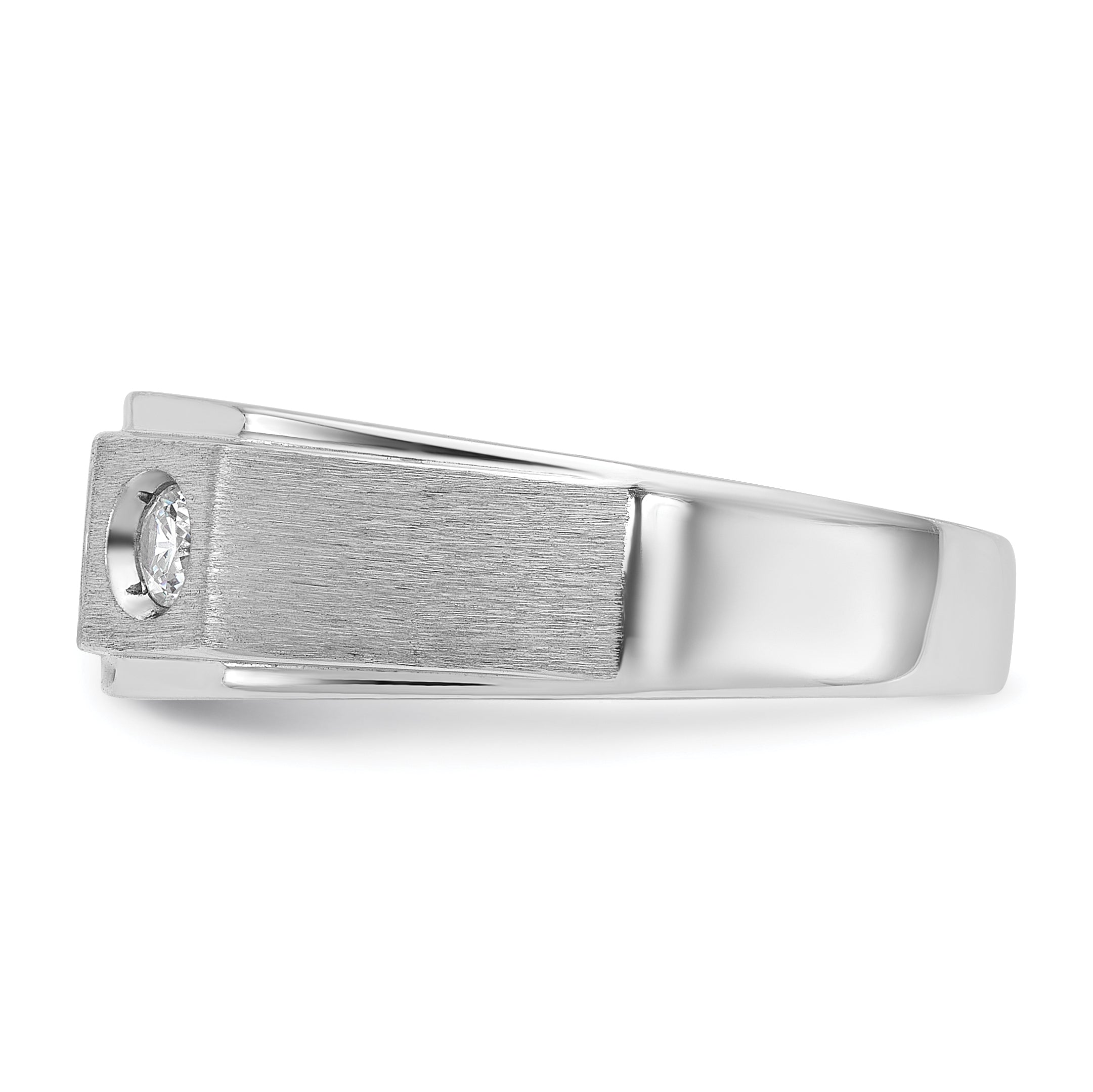 14k White Gold Mens Polished and Satin 3/8 carat Diamond Complete Ring - Sophia Jewelers