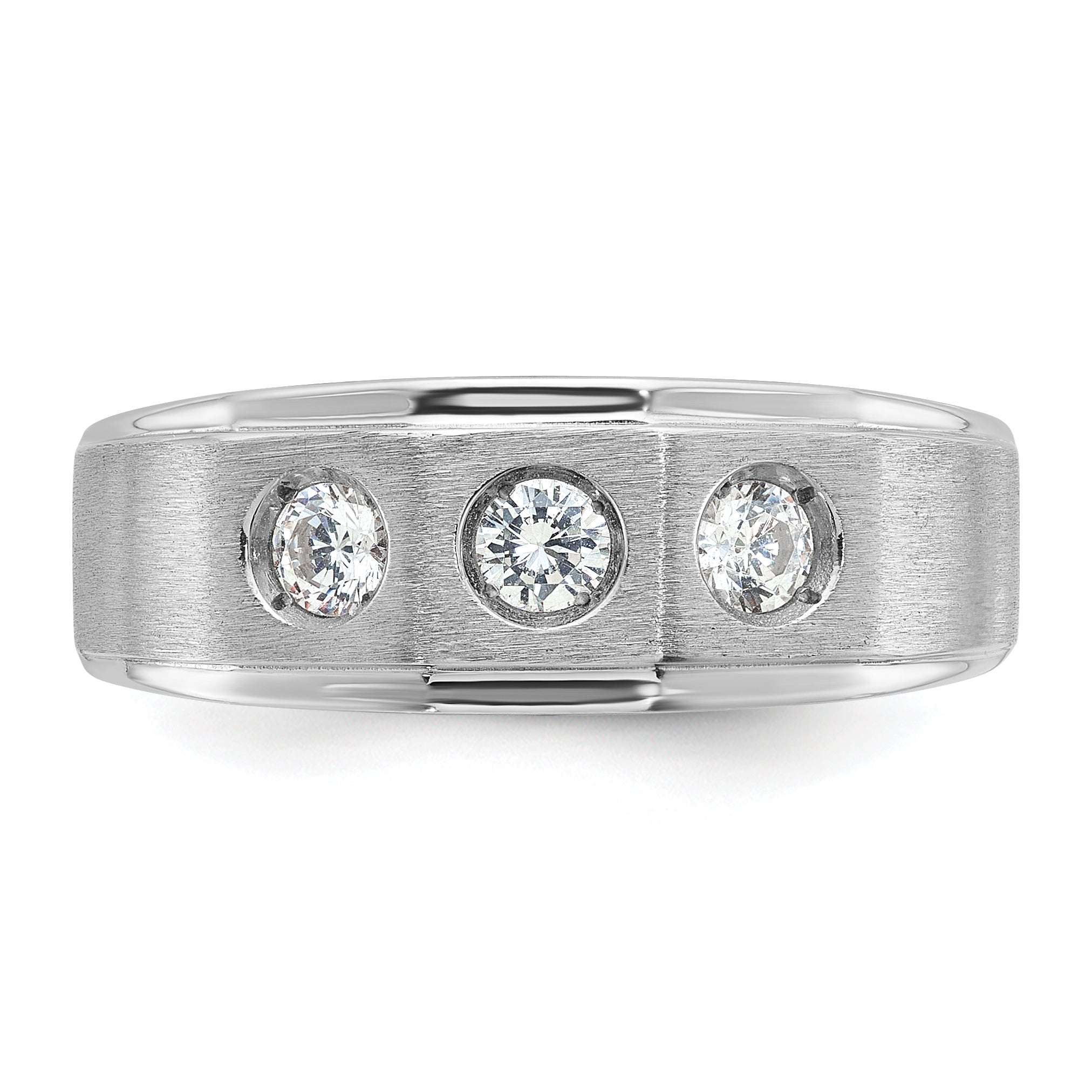14k White Gold Mens Polished and Satin 3/8 carat Diamond Complete Ring Secondary image