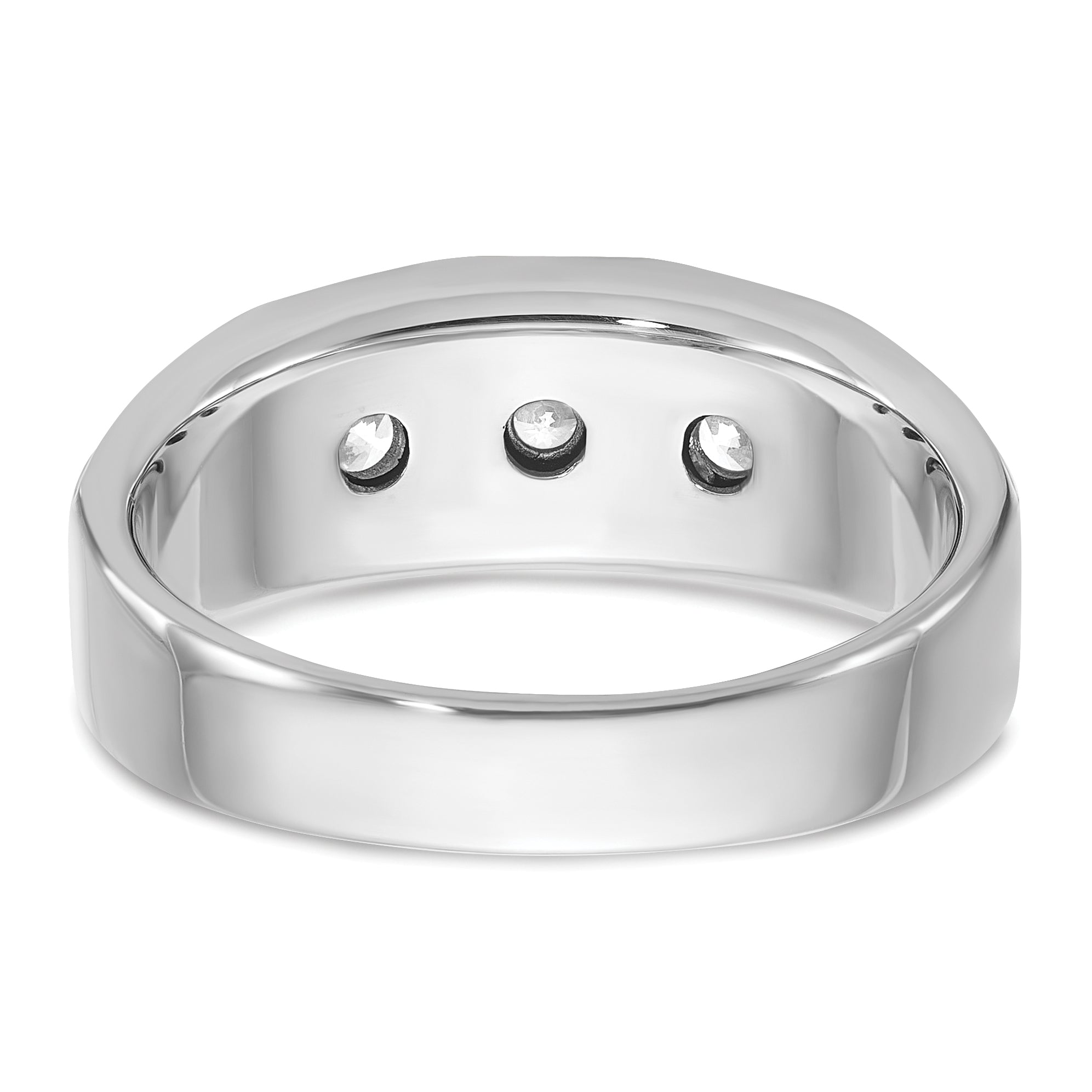 14k White Gold Mens Polished and Satin 3/8 carat Diamond Complete Ring - Sophia Jewelers
