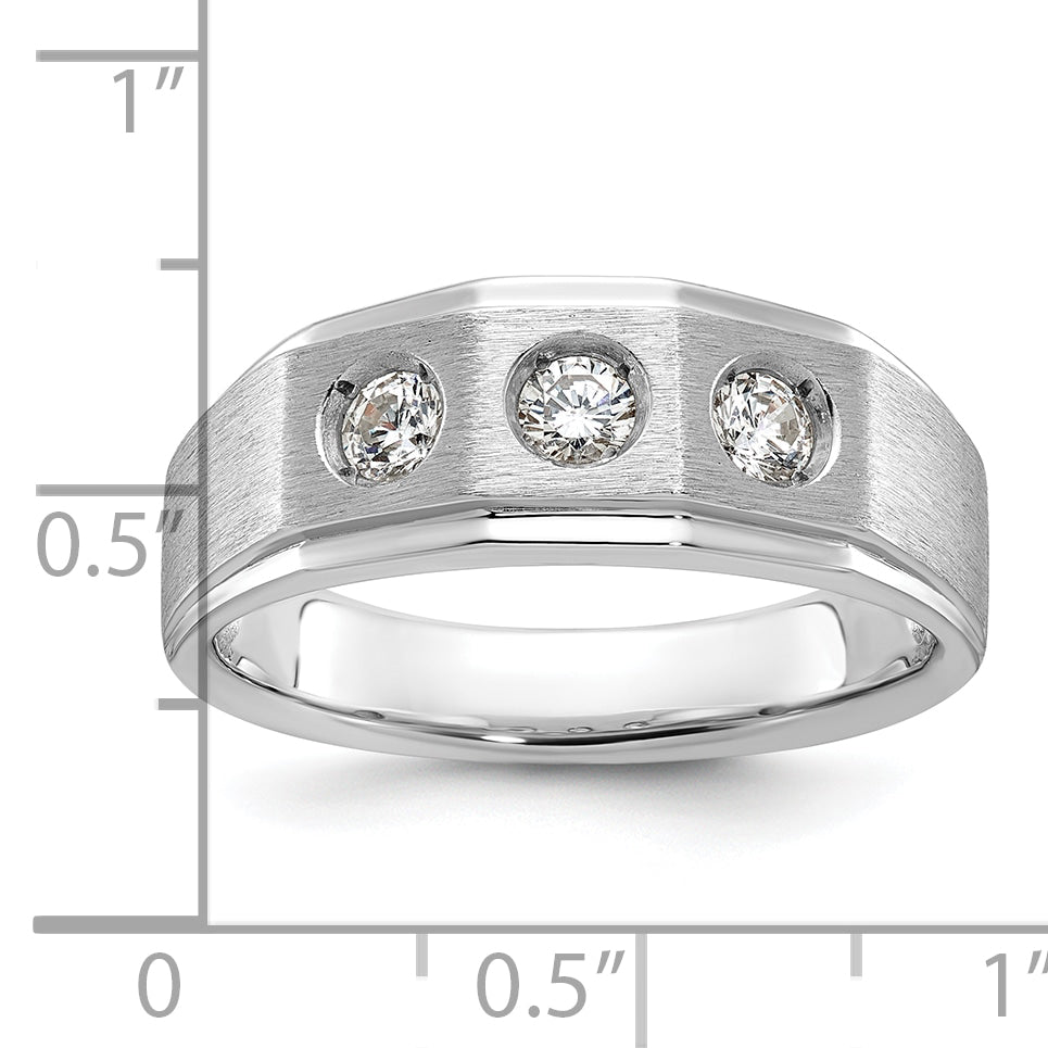 14k White Gold Mens Polished and Satin Diamond Ring Mounting, Mounting Only - Sophia Jewelers