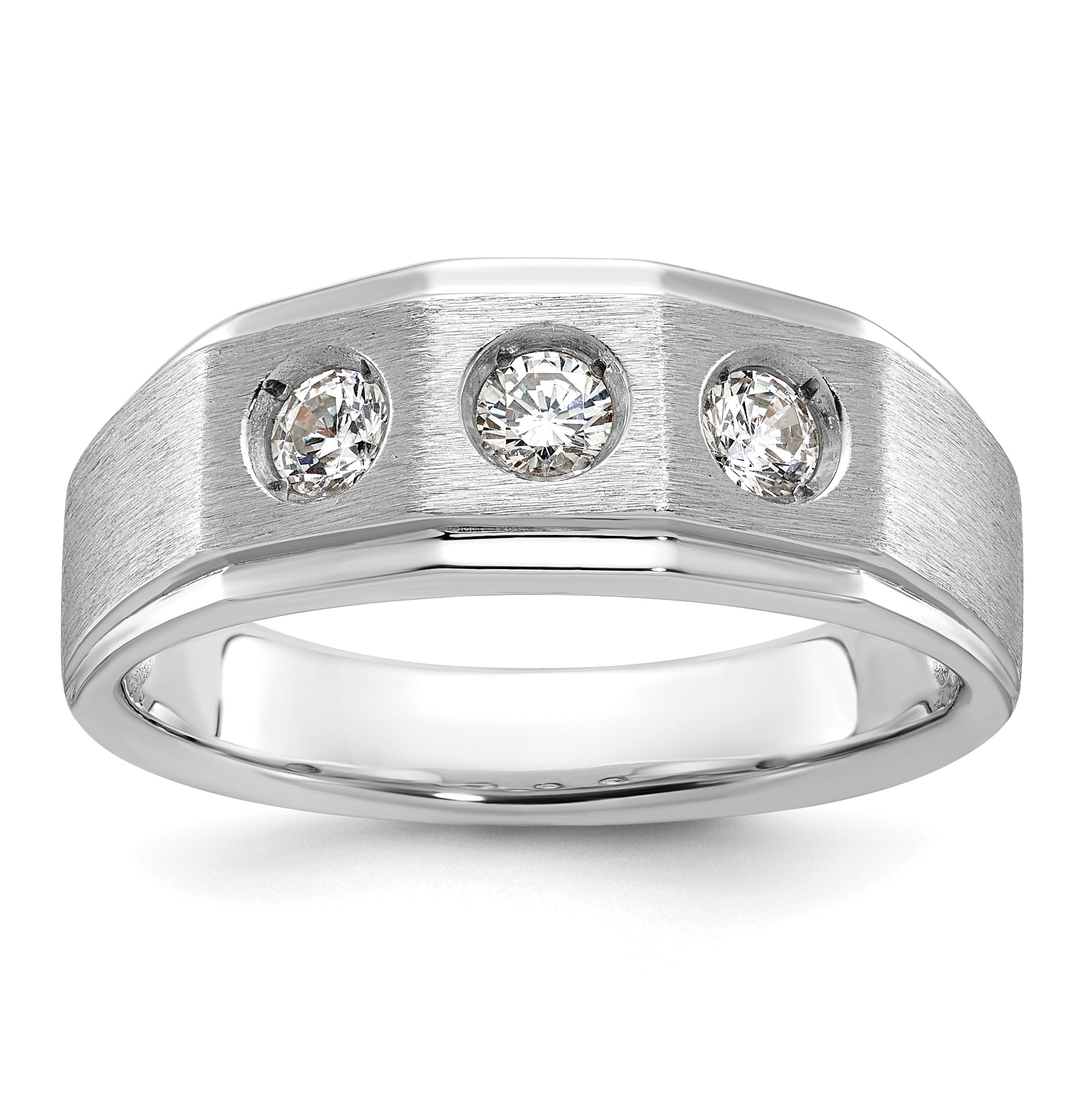 14k White Gold Mens Polished and Satin Diamond Ring Mounting, Mounting Only - Sophia Jewelers Main image