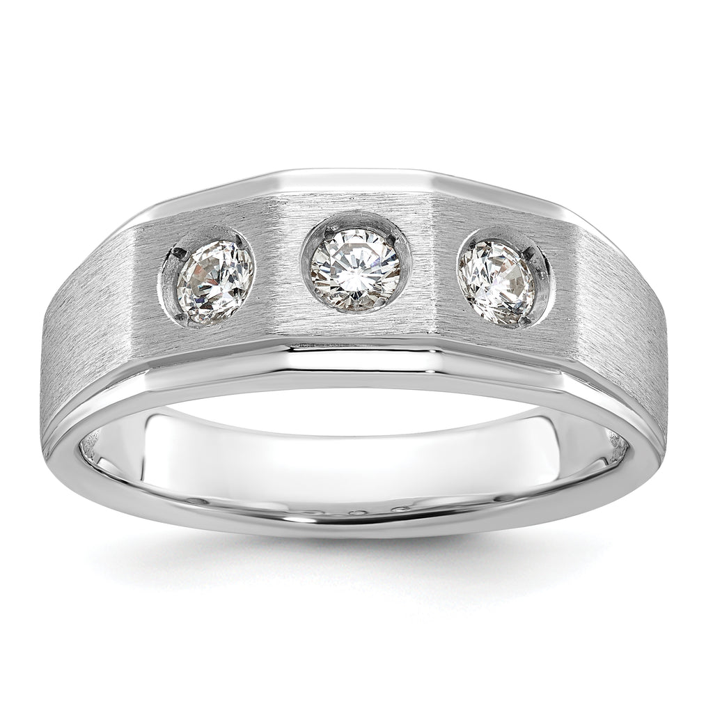 14k White Gold Mens Polished and Satin Diamond Ring Mounting, Mounting Only - Sophia Jewelers