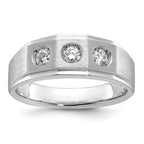 14k White Gold Mens Polished and Satin Diamond Ring Mounting, Mounting Only - Sophia Jewelers