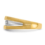 14k with White Rhodium Men's Polished Satin and Grooved 3-Stone 1/2 Carat AA Quality Diamond Ring - Sophia Jewelers