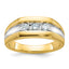 14k Mens Polished Satin and Grooved 3-Stone Ring Mounting, Mounting Only - Sophia Jewelers
