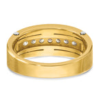 14k Two-tone Mens Polished Satin and Grooved 7-Stone Ring Mounting, Mounting Only - Sophia Jewelers