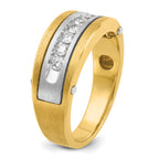 14k Two-tone Mens Polished Satin and Grooved 7-Stone 1/2 Carat AA Diamond Ring - Sophia Jewelers