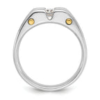 10k Two-tone Men's Polished Satin and Cut-Out 3-Stone 3/4 Carat A Quality Diamond Ring