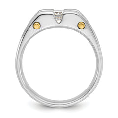 10k Two-tone Men's Polished Satin and Cut-Out 3-Stone 3/4 Carat A Quality Diamond Ring