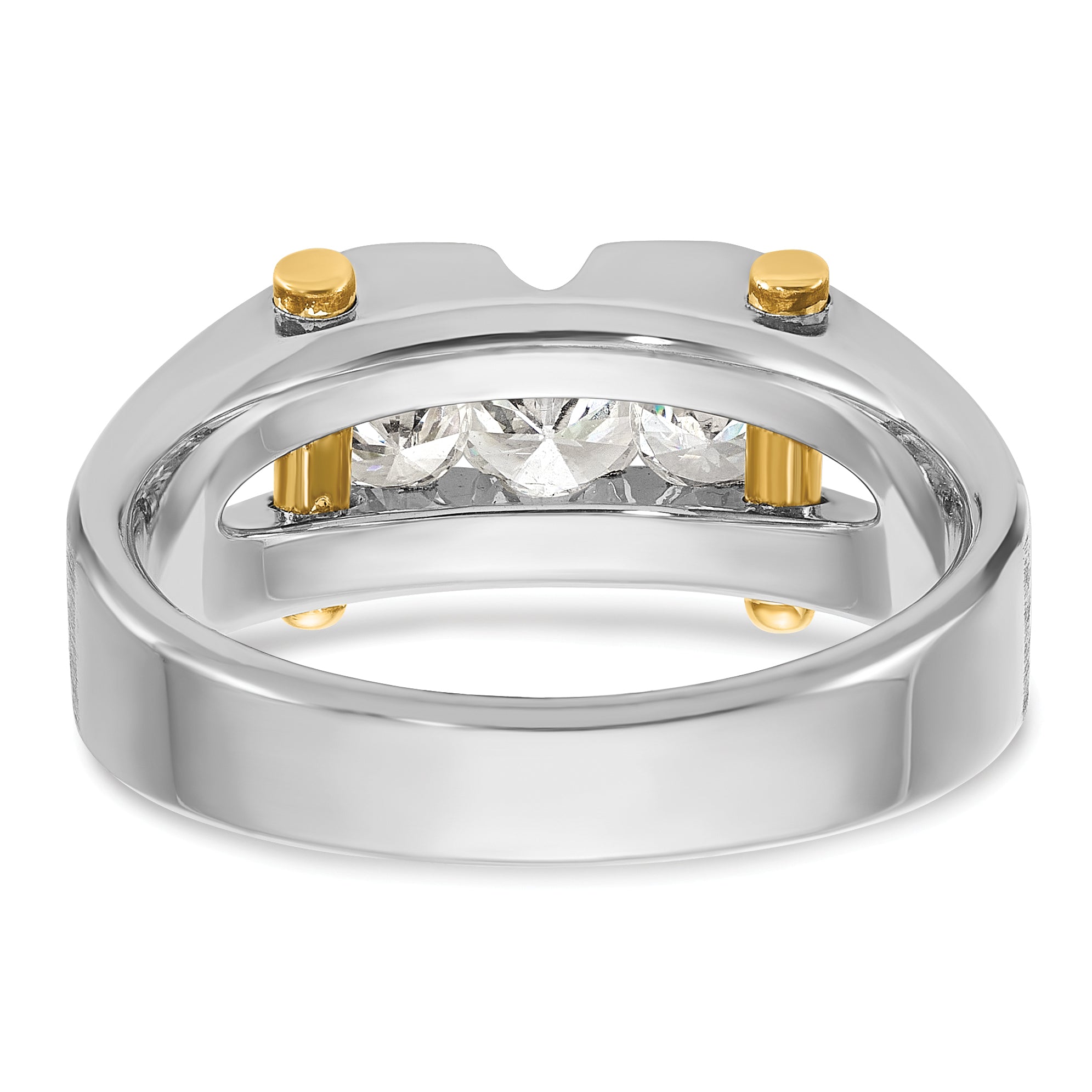 10k Two-tone Men's Polished Satin and Cut-Out 3-Stone 3/4 Carat A Quality Diamond Ring
