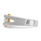 14k Two-tone Mens Polished and Satin Channel-set 3-Stone Ring Mounting, Mounting Only - Sophia Jewelers