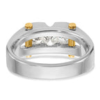 14k Two-tone Mens Polished and Satin Channel-set 3-Stone Ring Mounting, Mounting Only - Sophia Jewelers